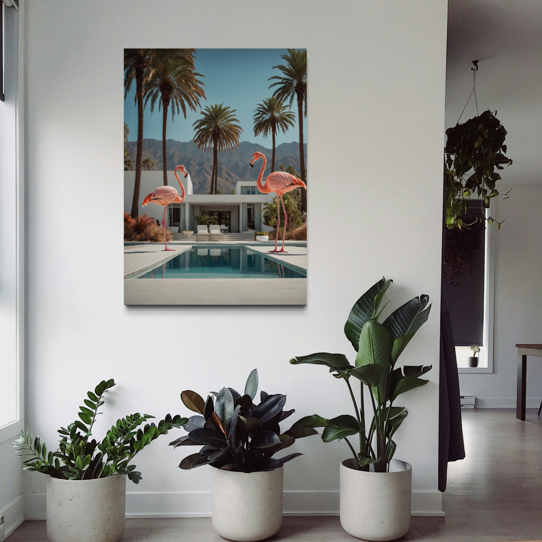 Flamingos by the pool